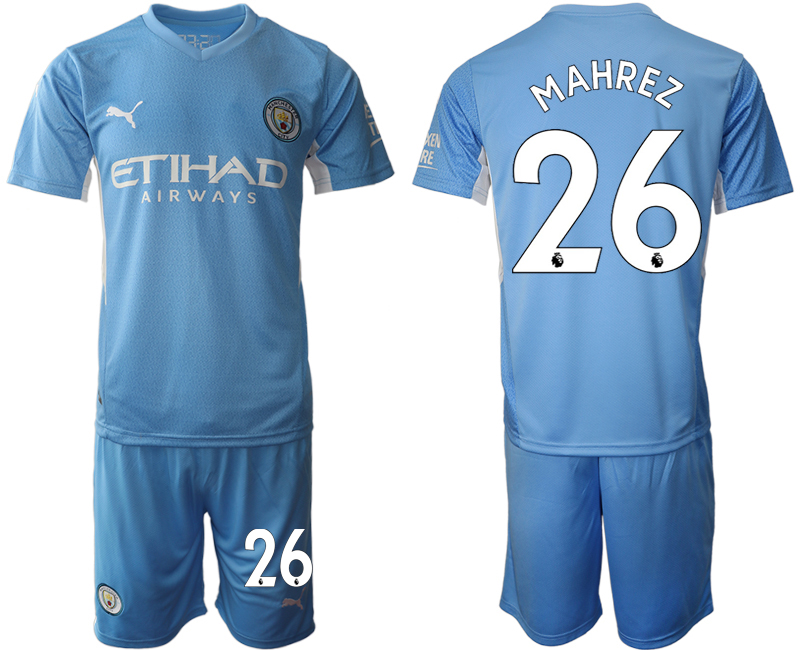Men 2021-2022 Club Manchester City home Light blue #26 Soccer Jersey